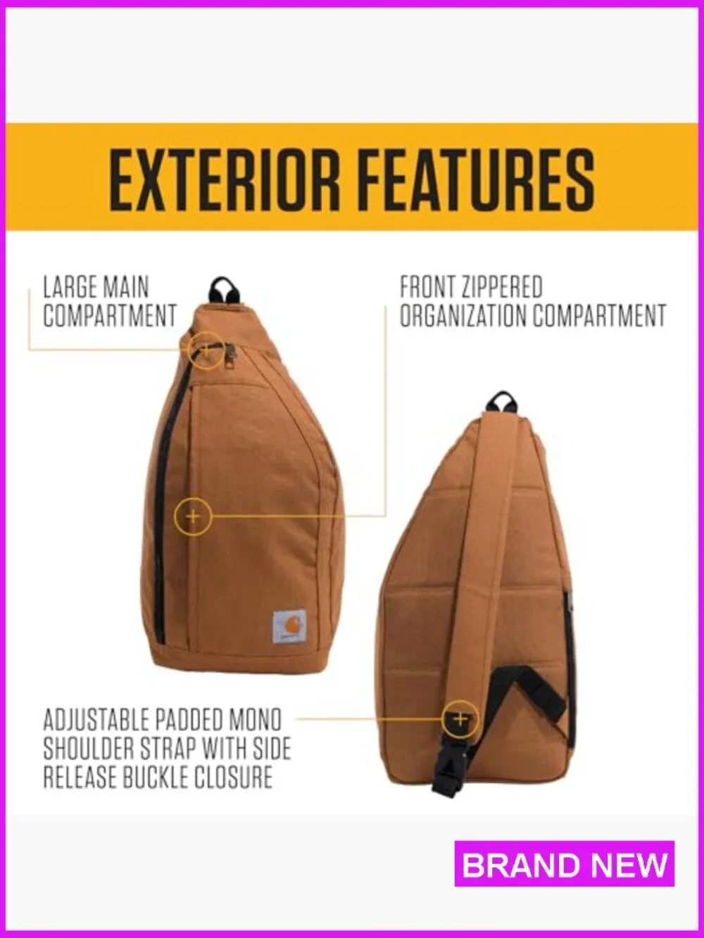 Heavy Duty Crossbody Sling Backpack with Tablet Sleeve Water Resistant